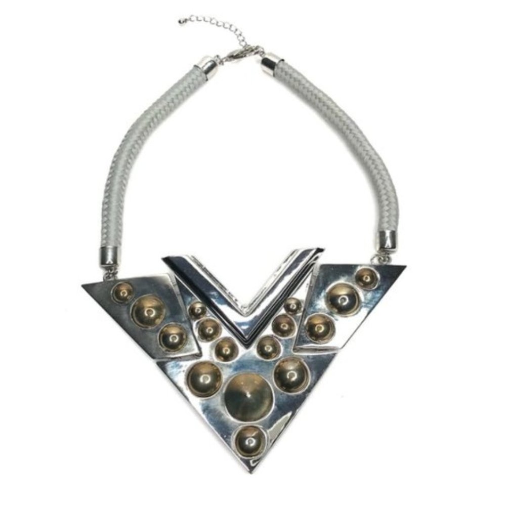 Silver & Gold Tone Triangle Statement Necklace - image 1
